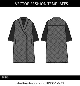 illustration of coat front and back view. 