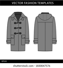 illustration of coat front and back view. 