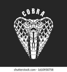 Illustration of cobra snake. Design element for logo, label, sign, emblem, poster. Vector illustration