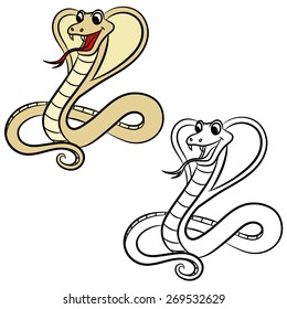 Illustration of cobra snake on a white background. Coloring book.