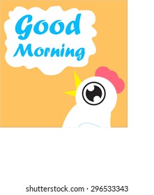 illustration of a Cockerel singing good morning