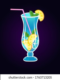 illustration of cocktail. Blue Lagoon. Vector illustration