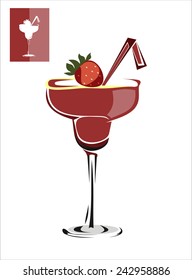 illustration of cocktail. DAIQUIRI STRAWBERRY. Vector 