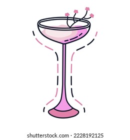 Illustration of cocktail. Doodle. St. Valentine's day.