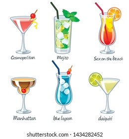 Illustration of cocktail drink set