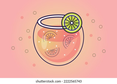 illustration of a Cocktail vector design pink background