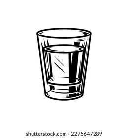 Illustration of cocktail in vintage monochrome style. Design element for logo, label, sign, poster, card, badge. Vector illustration