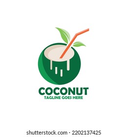 illustration of cococnut drink design logo vector