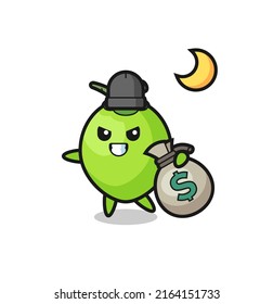 Illustration of coconut cartoon is stolen the money , cute style design for t shirt, sticker, logo element