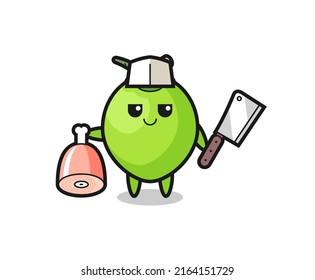 Illustration of coconut character as a butcher , cute style design for t shirt, sticker, logo element