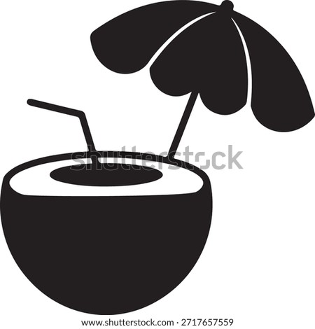illustration of a coconut A clean and modern coconut drink silhouette