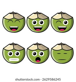 The Illustration of Coconut Emoticon 