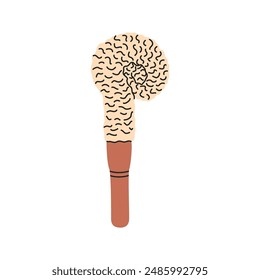 Illustration of coconut fiber brush. Eco-friendly cleaning products. Organic natural ecological cleaners, brushes. Green housework stuff, clean home supplies. Flat graphic vector illustration isolated