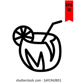Illustration von Kokosnuss-Flachsymbol