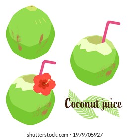 Illustration of coconut juice and palm nuts