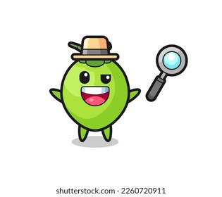 illustration of the coconut mascot as a detective who manages to solve a case