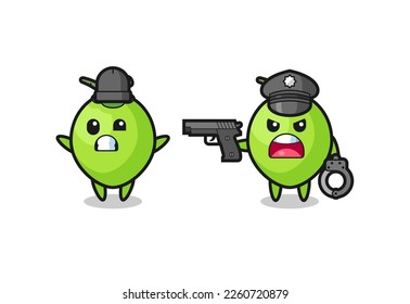 ilustración de un ladrón de coco con las manos arriba pose pillada por la policía