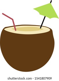 illustration of coconut, sticker,tshirt print, vector illustration
