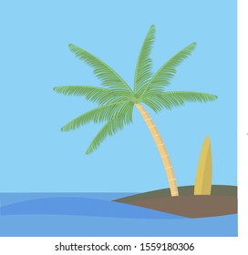 illustration of a coconut tree on the beach