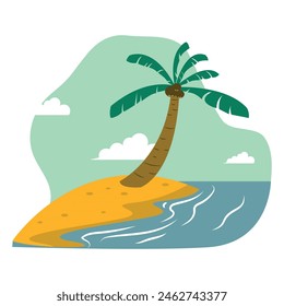 illustration of coconut trees on the beach, summer design elements, beach summer background