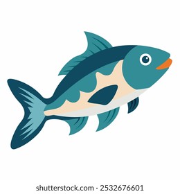 illustration of a cod fish on white