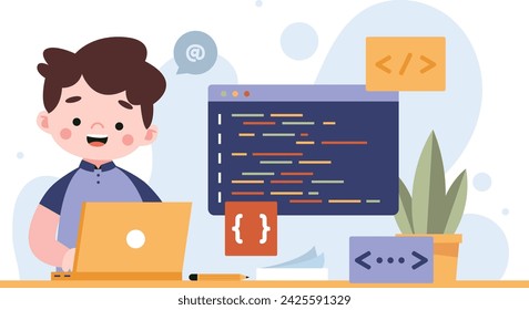 Illustration coding class for kids