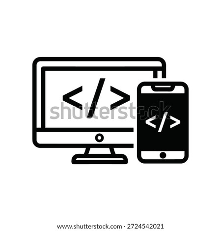 Illustration of coding on desktop and smartphone displays