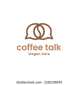 Illustration Coffee Bean with Bubble talk Chat Discussion Logo Design