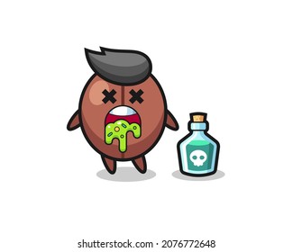illustration of an coffee bean character vomiting due to poisoning , cute style design for t shirt, sticker, logo element