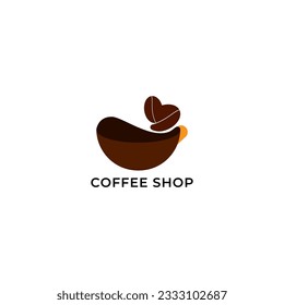 ILLUSTRATION COFFEE BEAN WITH CUP LOGO DESIGN VECTOR GOOD FOR COFFEE SHOP, BRAND COFFEE