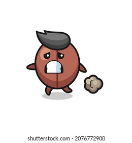 illustration of the coffee bean running in fear , cute style design for t shirt, sticker, logo element