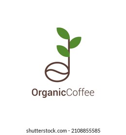 Illustration Coffee bean seed tree leaf sprout logo design