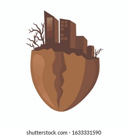 illustration of coffee beans with buildings