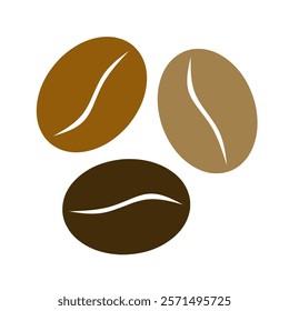 Illustration of coffee beans icon isolated on white. Caffeine, cappuccino, espresso seeds symbol or logo design.