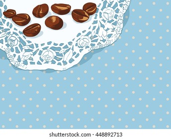 Illustration of coffee beans on blue background