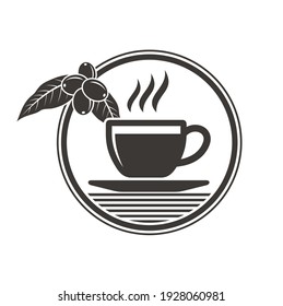 illustration of coffee and coffee beans still on the tree, illustration for packaging or coffee shop.