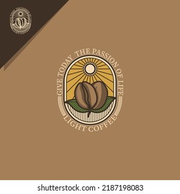 illustration of coffee beans and sun. for logo or icon