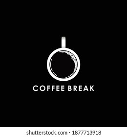 Illustration coffee break black and white logo design vector illustration icon graphic isolated breakfast morning sign and symbol