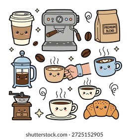 Illustration von Kaffee und Café