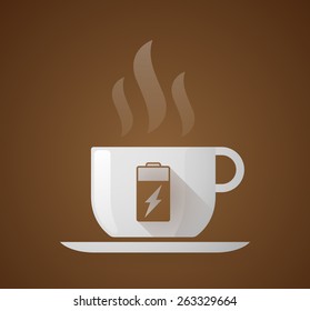 Illustration of a coffee cup with a battery