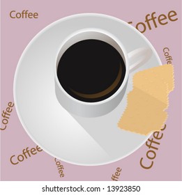 Illustration of coffee cup and biscuits