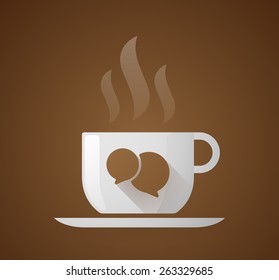 Illustration of a coffee cup with a comic balloon