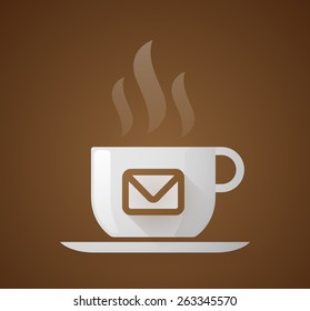 Illustration of a coffee cup with an envelope