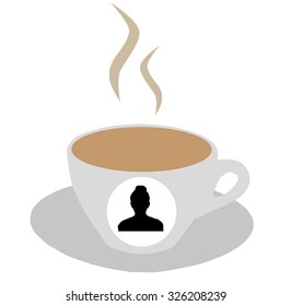 Illustration of a coffee cup with a girl photo