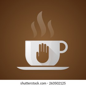 Illustration of a coffee cup with a hand