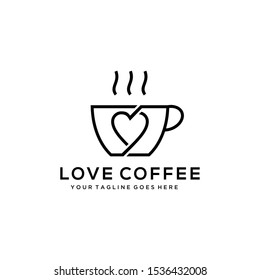 illustration Coffee cup with heart sign logo design Vector