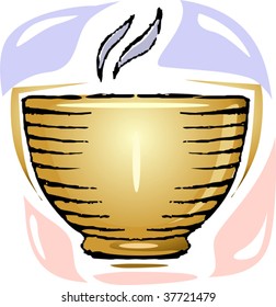Illustration of coffee cup with hot tea	