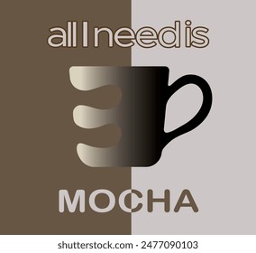 Illustration of a coffee cup with the name of the mocha variant