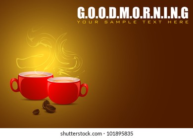 illustration of coffee cup on good morning background