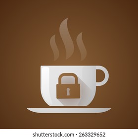 Illustration of a coffee cup with a padlock